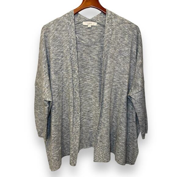 Loft Shimmer Open Poncho Sweater Cardigan Size Medium Oversized Dolman Sleeves - Picture 3 of 8